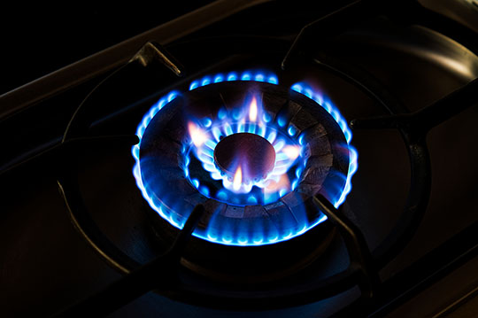 gas hob with blue flame